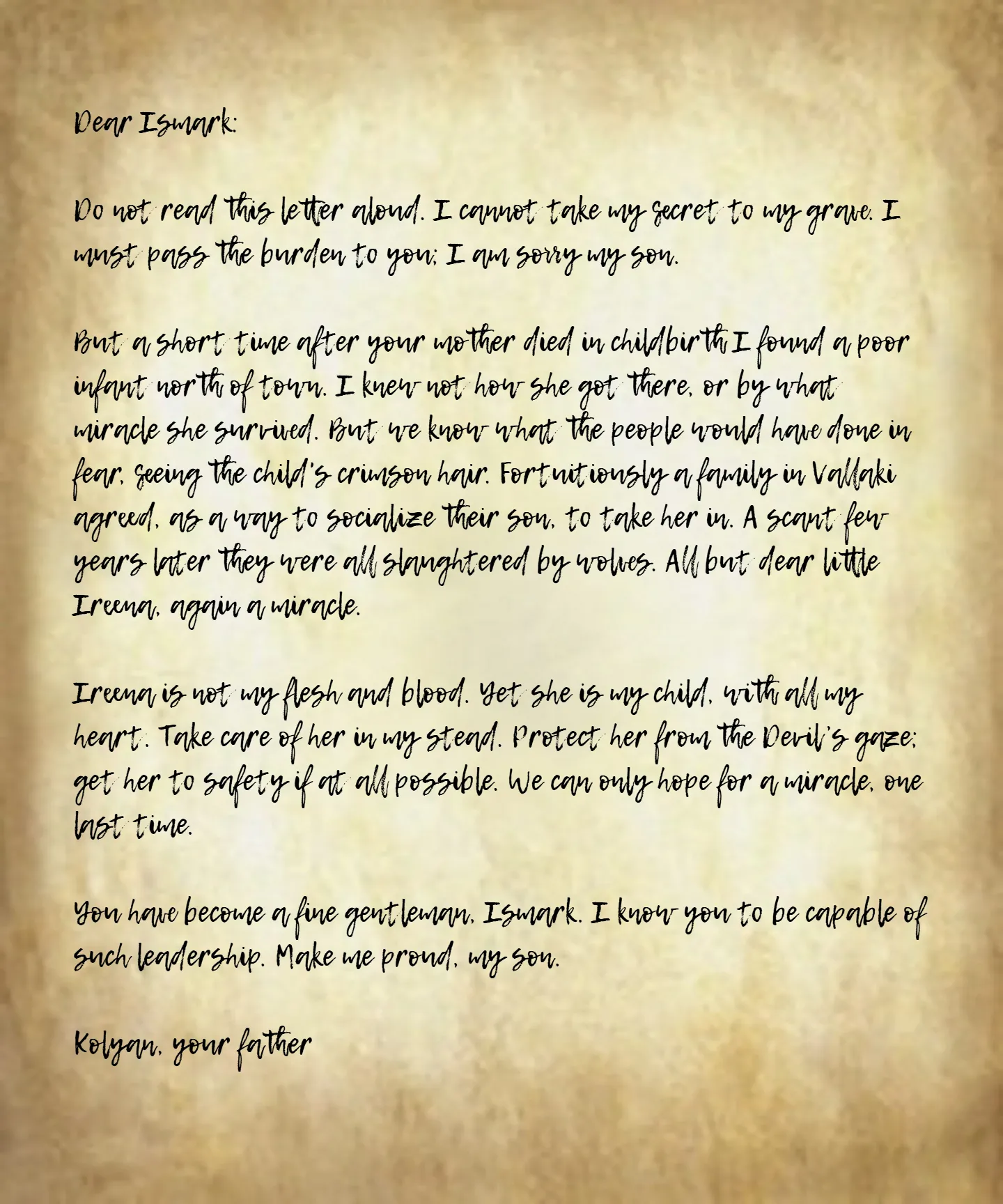 Kolyan's Note to Ismark